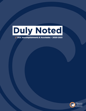 OCC Accomplishments & Accolates - Duly Noted 2020-21 front cover