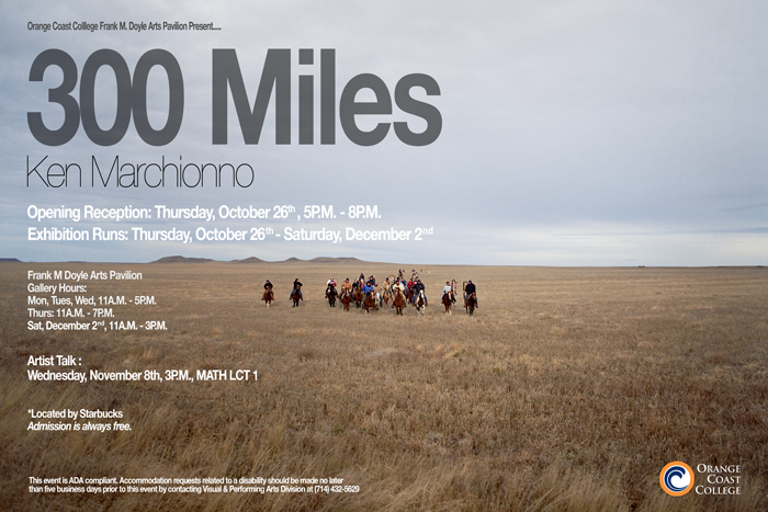 Ken Marchionno - 300 Miles poster showing a group riding on horses in the fields