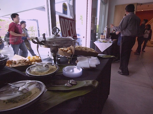 A spread of food on table for the guests