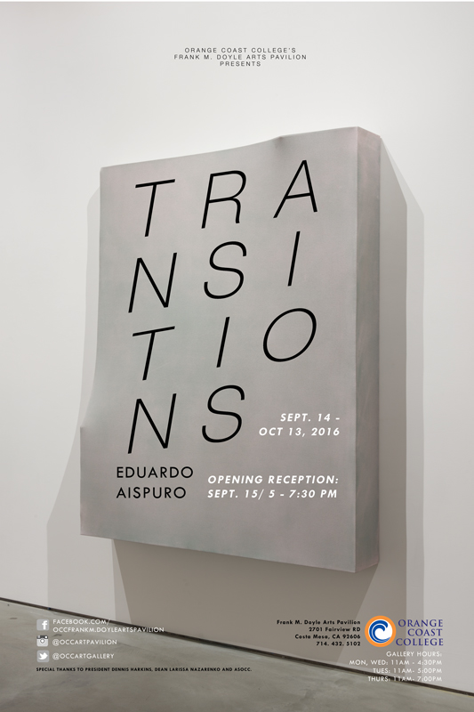 Transitions poster with event information and image of the artwork