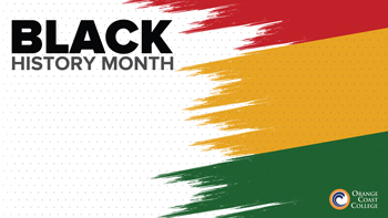 Red, yellow, green background with text - Black History Month