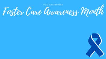 Lightblue background with text - OCC Celebrates Foster Care Awareness Month