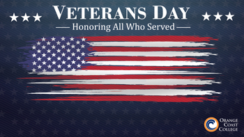 American flag with text- Veterans Day, honoring all who served