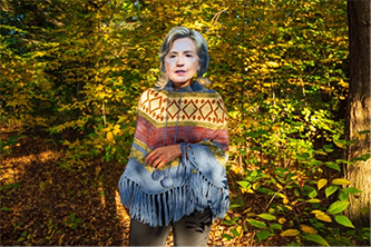 collage image of hillary clinton wearing a poncho