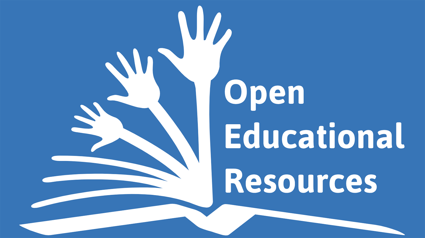 white logo against blue background featuring multiple hands reaching out from open textbook 