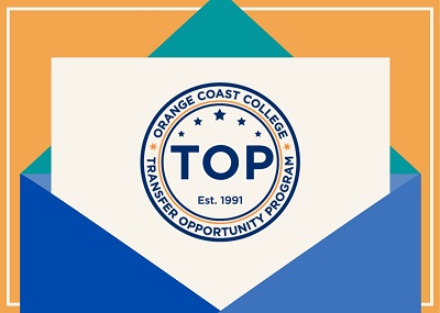 blue envelope with TOP logo