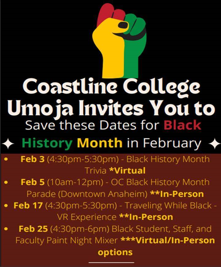 Coastline Community College Black History Month Flyer
