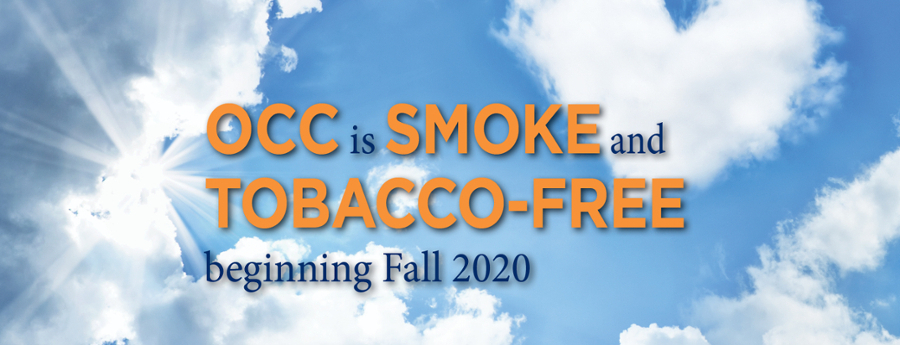 Smoke Free banner. Text: OCC is smoke and tobacco-free beginning fall 2020